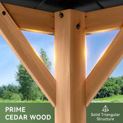 Load image into Gallery viewer, Outdoor Wood Gazebo Hardtop Permanent Pavilion Galvanized Steel Double Roof Patio Garden Deck Cedar Natural, Custom