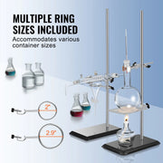 Bild in Galerie-Viewer laden, Amocart Lab Stand Support Laboratory Retort 2 Sets Steel Lab Stand 23.6" Rod Includes Flask Clamps Burette Clamps&Cross Clamps