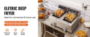 Bild in Galerie-Viewer laden, Amocart 12L Electric Deep Fryer w/Dual Removable Tanks Commercial Countertop Fryer for Chicken French Fries Frying Chips