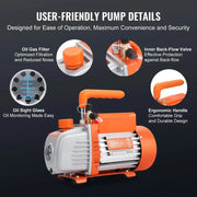 Bild in Galerie-Viewer laden, Amocart 3.5CFM 4CFM Single Stage Rotary Vane HVAC Air AC Vacuum Pump & A/C Refrigerant Kit Manifold Gauge Set Air Conditioning