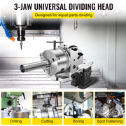 Bild in Galerie-Viewer laden, Amocart Dividing Head Precision Semi Universal BS-0 5" / 4" 3-Jaw Indexing Head Tailstock & Chuck for Drilling Milling Grinding