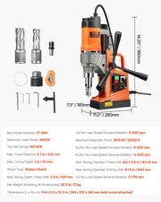 Load image into Gallery viewer, Amocart Magnetic Drill 1450W Motor Boring Diameter 2810 lbf Portable Electric Mag Drill Press Variable Speed Drilling Machine