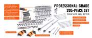 Bild in Galerie-Viewer laden, Amocart Mechanics Tool Set and Socket Set Deep and Standard Sockets 145/205 Pcs SAE and Metric Mechanic Tool Kit with Bits