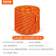 Charger l'image dans la visionneuse de galerie, SucceBuy 220ft Dual-Weave Polyester Rope 48-Strand Outdoor Accessories Emergency Cord for Camping Swinging Rappelling Rescue