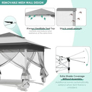 Load image into Gallery viewer, 13Feet Pop Up Gazebo Outdoor Tent w/4 Netting Sidewall Auto Extending Eave Patio Gazebos Shelter w/Mesh Wall Center Lock Whee