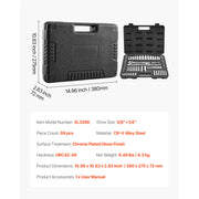 Charger l'image dans la visionneuse de galerie, Amocart Socket Set 86 Pieces 3/8 1/4 1/2in Drive Socket and Ratchet Set SAE Metric Mechanic Tool Kit with Ratchet Wrench