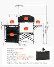 Bild in Galerie-Viewer laden, Amocart Camping Kitchen Table Folding Camp Cook Station Aluminum Portable Cook Station with Cupboard, Carrying Bag Windscreen