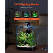 Bild in Galerie-Viewer laden, Amocart Fish Tank Aquarium 2/5Gal Square Ultra-Clear Glass Starter Tank Adjustable 3 Color Lighting Self Cleaning System for Home