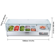 Load image into Gallery viewer, Amocart Refrigerated Condiment Prep Station with 3 1/3 Pans & 4 1/6 Pans 304 Stainless Body and PC Lid with Glass Guard ETL