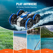 Charger l'image dans la visionneuse de galerie, Amocart Blue/Yellow Amphibious RC Car Boat 2.4GHz 12 km/h Electric Remote Control 360° Rotating Stunt Car Water Beach Pool Toys