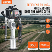 Bild in Galerie-Viewer laden, Amocart 37.77cc Gas-Powered T Post Driver 4-Stroke Engine Gasoline Fence Piling Pounder with 3 Post Driving Head(45/55/88 mm)