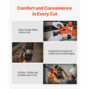 Charger l'image dans la visionneuse de galerie, Amocart 20V Portable Band Saw 2.5-In/5-In Deep Cut 360W Bandsaw 0-120/192 m/min Variable Speed with Brushless Motor Hang Hooks