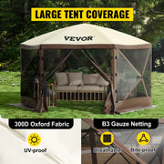 Bild in Galerie-Viewer laden, Amocart Pop-up Camping Gazebo Camping Canopy Shelter 6 Sided 12' x 12' / 10' x 10' Sun Shade Tents & Canopies Camping & Hiking