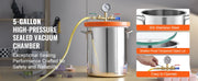 Bild in Galerie-Viewer laden, Amocart 3 Gallon / 5 Gallon Vacuum Chamber, Upgraded Tempered Glass Lid Vacuum Degassing Chamber, 304 Stainless Steel Chamber, for Stabilizing Wood, Resin Degassing, Silicone Degassing and Plaster Degassing