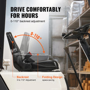 Charger l'image dans la visionneuse de galerie, Amocart Universal Forklift Seat Fold Down Tractor Seat with Adjustable Angle Back and Micro Switch Comfortable Forklift Seat