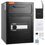 Bild in Galerie-Viewer laden, Amocart 1.7 Cub Depository Safe Deposit Safe Electronic Code Lock & 2 Keys Business Drop Slot Safe for Cash Mail Office Hotel