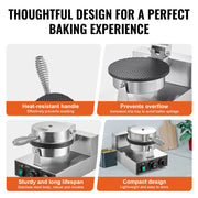 Charger l'image dans la visionneuse de galerie, Amocart Electric Ice Cream Cone Maker Commercial Non-Stick Stainless Steel Egg Roll Mold with Temperature and Time Control