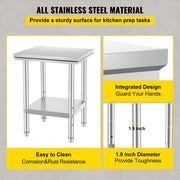 Bild in Galerie-Viewer laden, Amocart Stainless Steel Table for Prep & Work Metal Commercial Kitchen Heavy Duty Table with Adjustable Under Shelf and Foot