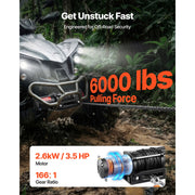 Bild in Galerie-Viewer laden, Amocart 6000LBS Electric Winch 12V ATV/UTV Winch with 49.2ft Synthetic Rope Wireless & Wired Remote Control for Towing Off-Road