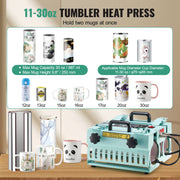 Bild in Galerie-Viewer laden, Amocart Tumbler Heat Press Machine 2 Station Heaters 11-30oz Mug Press Tumbler Press Sublimation Tumblers Cups and Mug 19.6lbs