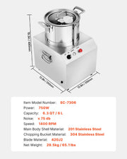 Bild in Galerie-Viewer laden, Amocart 6 10 15L Food Processor & Vegetable Chopper Food-Grade Stainless Steel Food Processor Chopper w/2 Extra S-Curve Blade