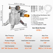 Charger l'image dans la visionneuse de galerie, Amocart Pressure Washer Pump 7/8" Shaft Vertical 3400PSI 2.5GPM Replacement Power Washer Pumps Compatible with Honda, Simpson