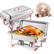 Charger l'image dans la visionneuse de galerie, 【Premium】Amocart 8QT Rectangle Chafing Dish 2/4/6 Packs w/ Full Size Pans Buffet Catering Warmer Server Folding Stand Fuel Hold