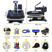 Load image into Gallery viewer, Amocart 5/8in1 15x15"/12x15"Dual-tube Heating Insulation Cotton Heat Press Sublimation Machine 360°Swing Design for Tshirts Etc