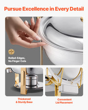 Bild in Galerie-Viewer laden, Amocart 4 Pack Chafing Dish Buffet Set Stainless Steel Chafer w/4 Full Size Pan Round Catering Warmer Server for Party Banquets