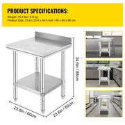 Bild in Galerie-Viewer laden, Amocart Stainless Steel Kitchen Work Bench Commercial Catering Table Worktable w/Undershelf 330LBS 286LBS for Restaurant Garage