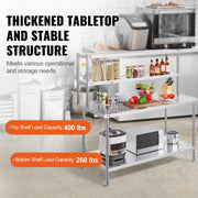 Charger l'image dans la visionneuse de galerie, Amocart Stainless Steel kitchen worktable Overshelf with Height Adjustable Overshelf Prep Work Table for Kitchen Restaurant
