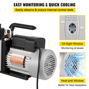 Bild in Galerie-Viewer laden, Amocart 8CFM 2Stage Rotary Vane Professional Vacuum Pump (15Micron 3/4HP 1/4"flare 3/8 SAE 1/2"ACME inlet) for Air Conditioning