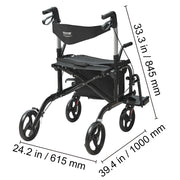 Charger l'image dans la visionneuse de galerie, Amocart 2 in 1 Rollator Walker & Transport Chair for Seniors Folding Rolling Walker Wheelchair Combo & Aluminum Mobility Walker