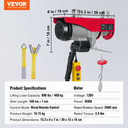 Load image into Gallery viewer, Amocart 200-800kg Electric Hoist with Wired/Wireless Remote Control Lifting Crane Cable Hoist Winch for Boat Garage Elevator