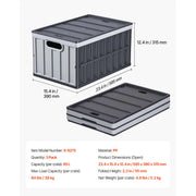 Load image into Gallery viewer, SucceBuy 2/3Packs 65L Plastic Collapsible Storage Bins Stackable Folding Crates Containers Space-Saving Basket for Home Organize
