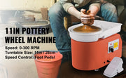 Bild in Galerie-Viewer laden, Amocart Electric Pottery Wheel Machine 28cm 350W Manual Handle Foot Pedal for School Ceramic Clay Working Forming DIY Art Craft