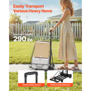 Bild in Galerie-Viewer laden, SucceBuy 290LBS Folding Hand Truck Collapsible Luggage Cart with 4 Wheels & Expandable Base Platform Dolly for Cargo Moving