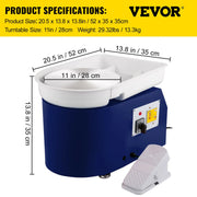 Bild in Galerie-Viewer laden, Amocart Electric Pottery Wheel Machine 28cm 350W Manual Handle Foot Pedal for School Ceramic Clay Working Forming DIY Art Craft