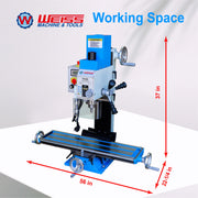 Charger l'image dans la visionneuse de galerie, WEISS Milling Machine VM25L 1100W Brushless Motor Mill Drill MT3 R8 Variable Speed 2250rpm for Precision Machining