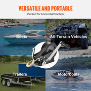 Charger l'image dans la visionneuse de galerie, Amocart Hand Winch Boat Trailer Winch Heavy Duty Rope Crank Polyester Strap & Two-Way Ratchet Manual Operated Hand Crank Winch