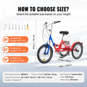 Bild in Galerie-Viewer laden, Amocart 20-26inch Folding Adult Tricycle 7 Speed Carbon Steel 3 Wheels with Basket Adjustable Seat Shopping Picnic For Seniors