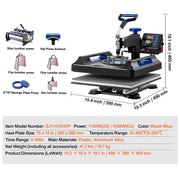 Load image into Gallery viewer, SucceBuy Heat Press Machine Heat Transfer Machine 30oz Tumbler Press 360° Swing Away Digital T-Shirt Pressing Coating