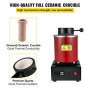 Charger l'image dans la visionneuse de galerie, Amocart 1350W Gold Melting Furnace with 1 kg and 3 kg Ceramic Crucible Ingot Die for Processing of Gold Silver Aluminum Copper