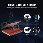 Charger l'image dans la visionneuse de galerie, SucceBuy Heat Press Machine 15" x 15" /16" x 20" /16" x 24" Sublimation Printer Manual Clamshell Transfer on DIY T-shirt Pillow
