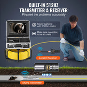 Bild in Galerie-Viewer laden, Amocart Sewer Camera 165 ft/50 m Self-Leveling Drain Inspection Camera with 9" 1080P HD Screen and 512Hz Locator for Duct Pipe