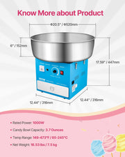 Load image into Gallery viewer, Amocart Electric Cotton Candy Machine 1000W Commercial Candy Floss Maker with Stainless Steel Bowl for Birthday Family Party
