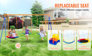 Bild in Galerie-Viewer laden, Amocart Swing Sets for Backyard 600lbs Capacity Swing Set with 1 Saucer Swing Seat 2 Belt Swing Seats Swingset Outdoor for Kids