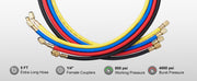 Bild in Galerie-Viewer laden, Amocart 4 Way AC Gauge-AC Manifold Gauge Set with 5ft Hoses for R134A/R22/R12/R410A Work on Car Freon Charging and Evacuation
