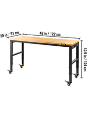 Bild in Galerie-Viewer laden, Amocart 2000 lbs Adjustable Garage Workbench 48/61" L x 20" W Work Table with 28.3"-38.1" Height & Hardwood Top for Office Home