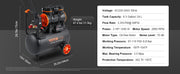 Charger l'image dans la visionneuse de galerie, Amocart Silent Air Compressor 9L 18L 24L 35L Quiet Oil-free Portable Air Pump for Home Repair Tire Inflation Whisper Compressor
